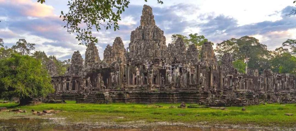 A section of the Bayon temple renovation has been extensively restored